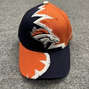 Denver Broncos Hat Cap Strap Back Mens Orange Blue NFL Shockwave Bolt Jagged